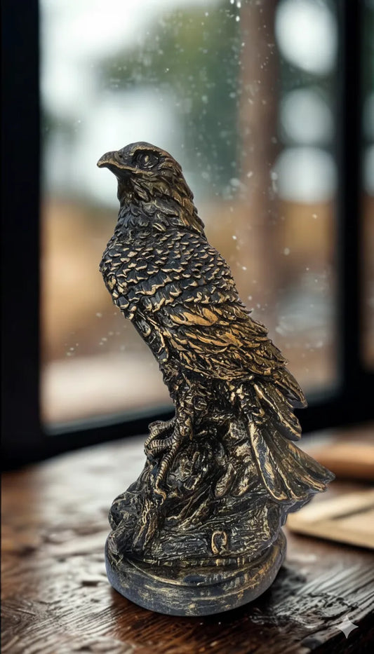 Breezy Grand 18-Inch Eagle Statue | Handmade Bird Sculpture | Antique Gold/Bronze Finish Home & Office Decor Showpiece