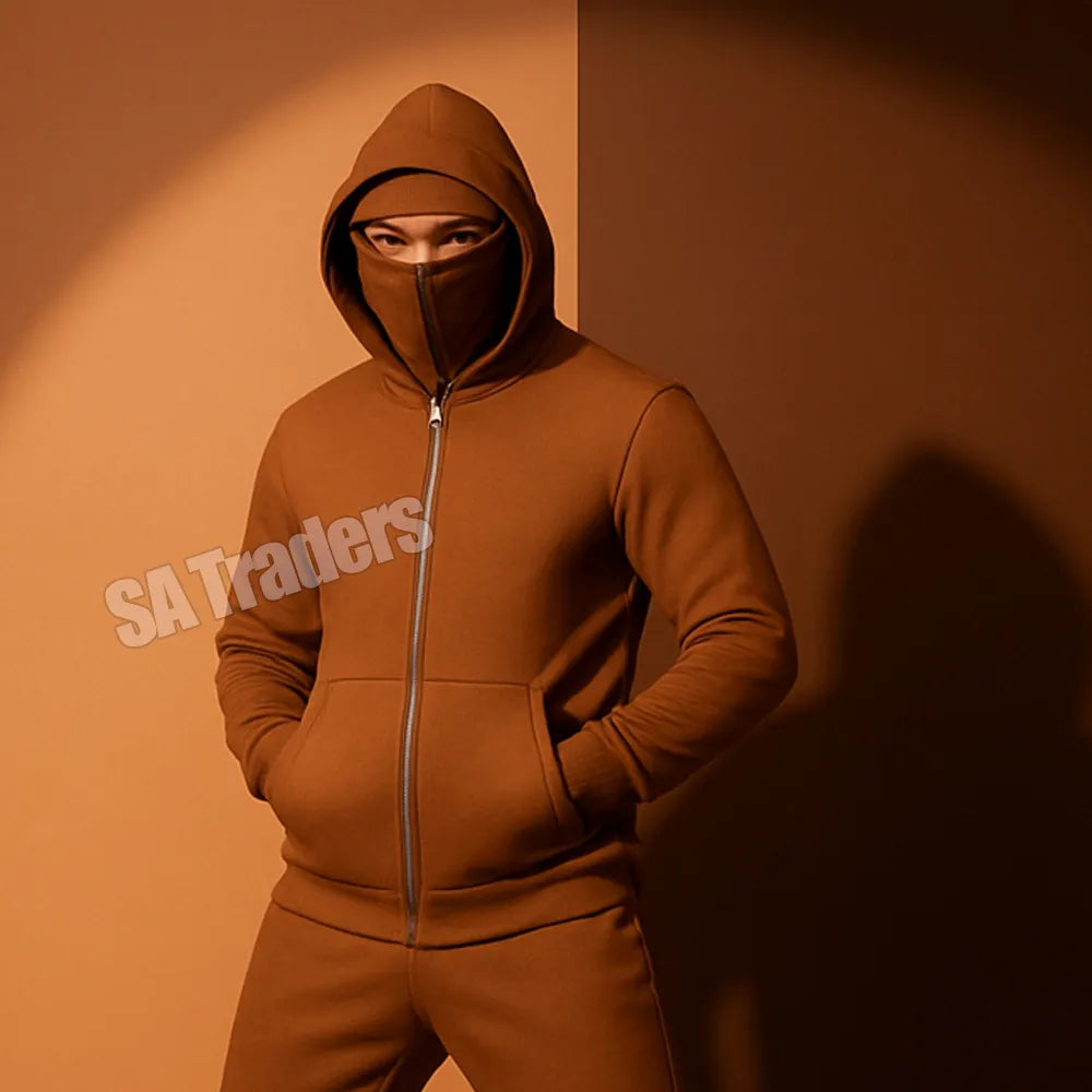New Black Ninja Balaclava Zipper Hoodies For Men