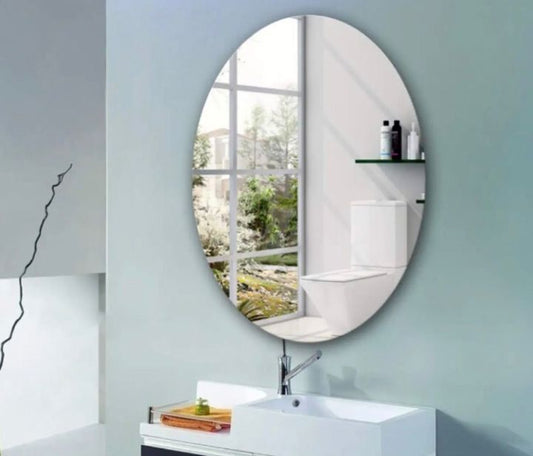 Mirror Wall Stickers – Self-Adhesive Oval Mirror Sheets | Flexible Acrylic Non-Glass Mirrors for Home Wall Décor, Bedroom, Living Room, Bathroom & Office Decoration