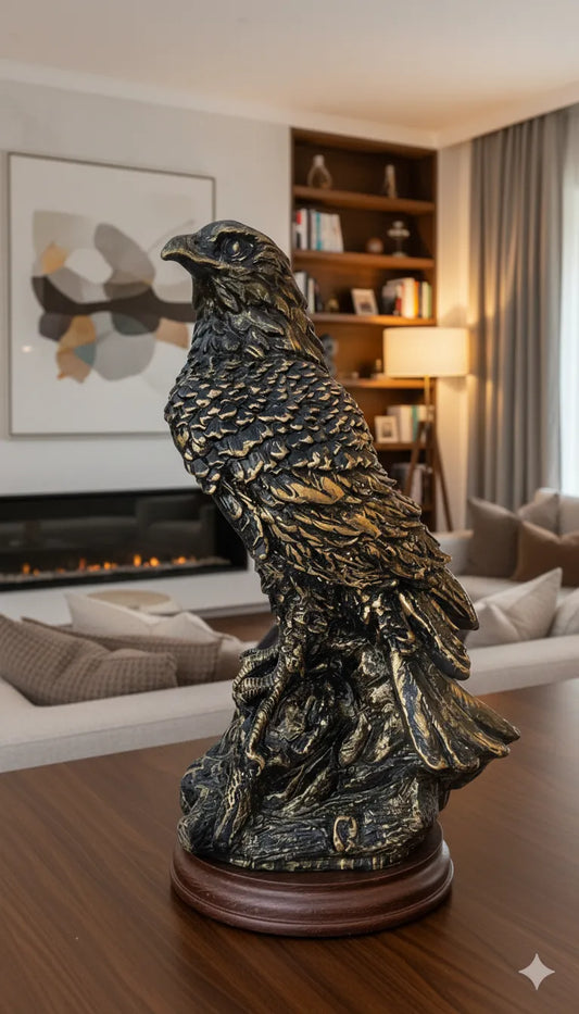 Breezy Grand 18-Inch Eagle Statue | Handmade Bird Sculpture | Antique Gold/Bronze Finish Home & Office Decor Showpiece