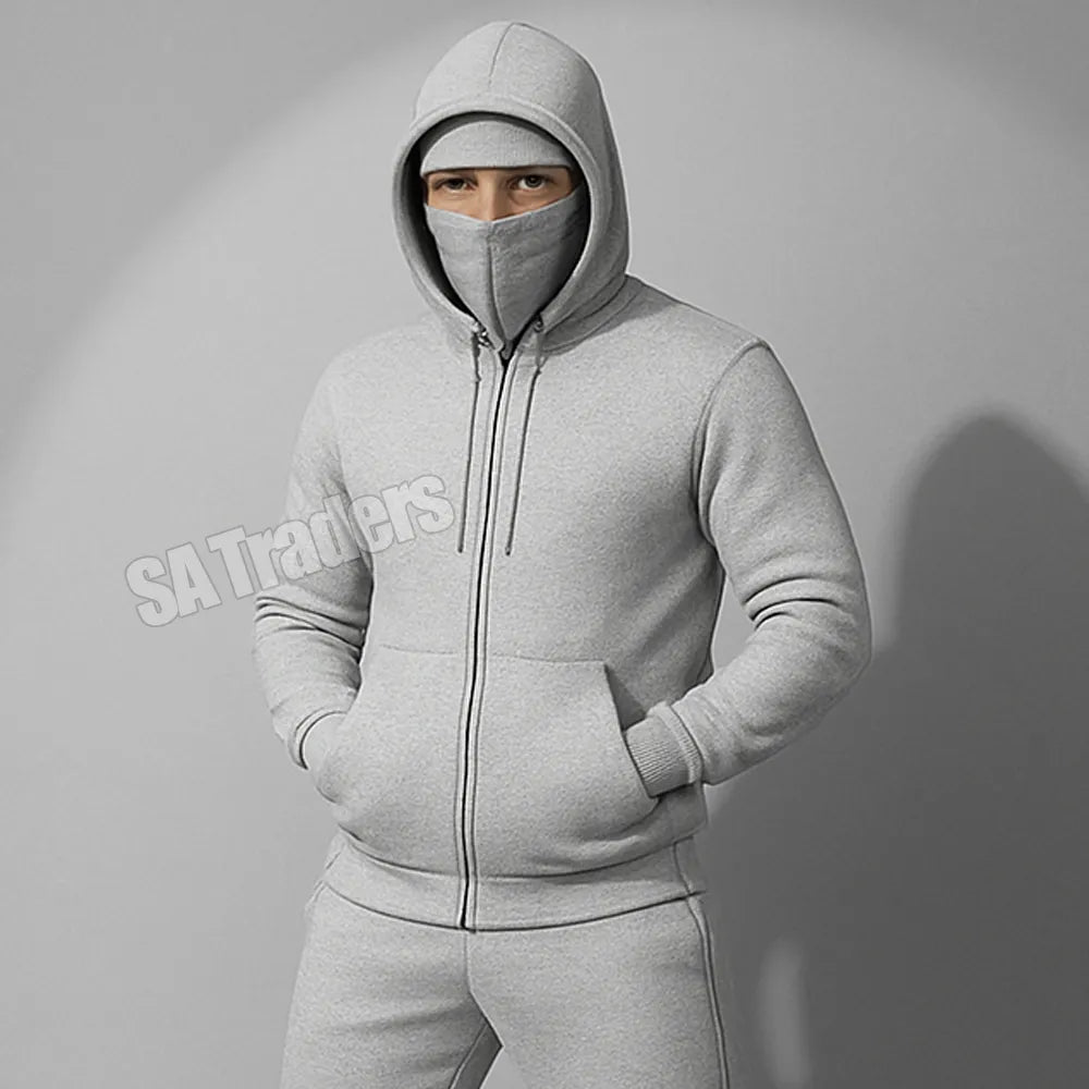 New Black Ninja Balaclava Zipper Hoodies For Men